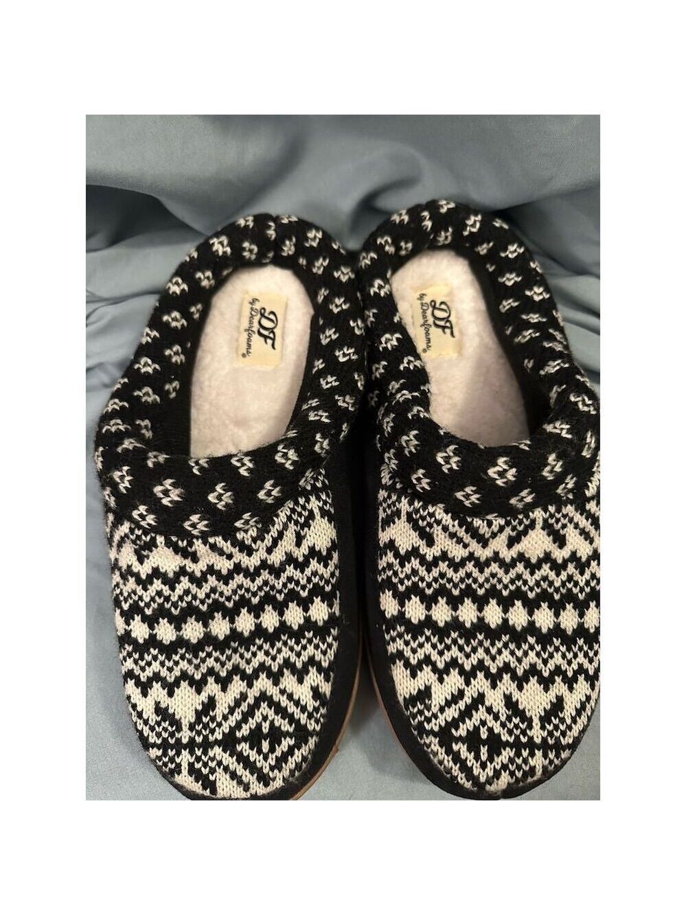 Dearfoams Women's Black Knit Memory Foam Slippers Size 9-10 - Picture 1 of 6